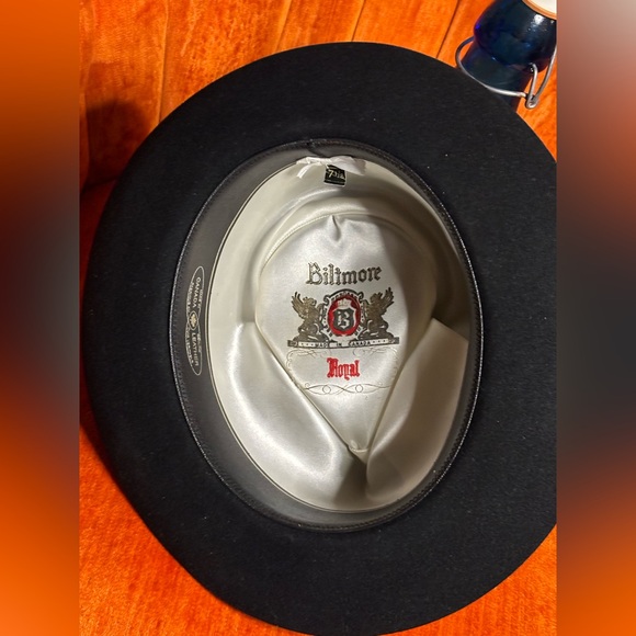 BILTMORE ROYAL BLACK FUR FEDORA HAT MADE IN CANADA 7 1/8 - Picture 7 of 10